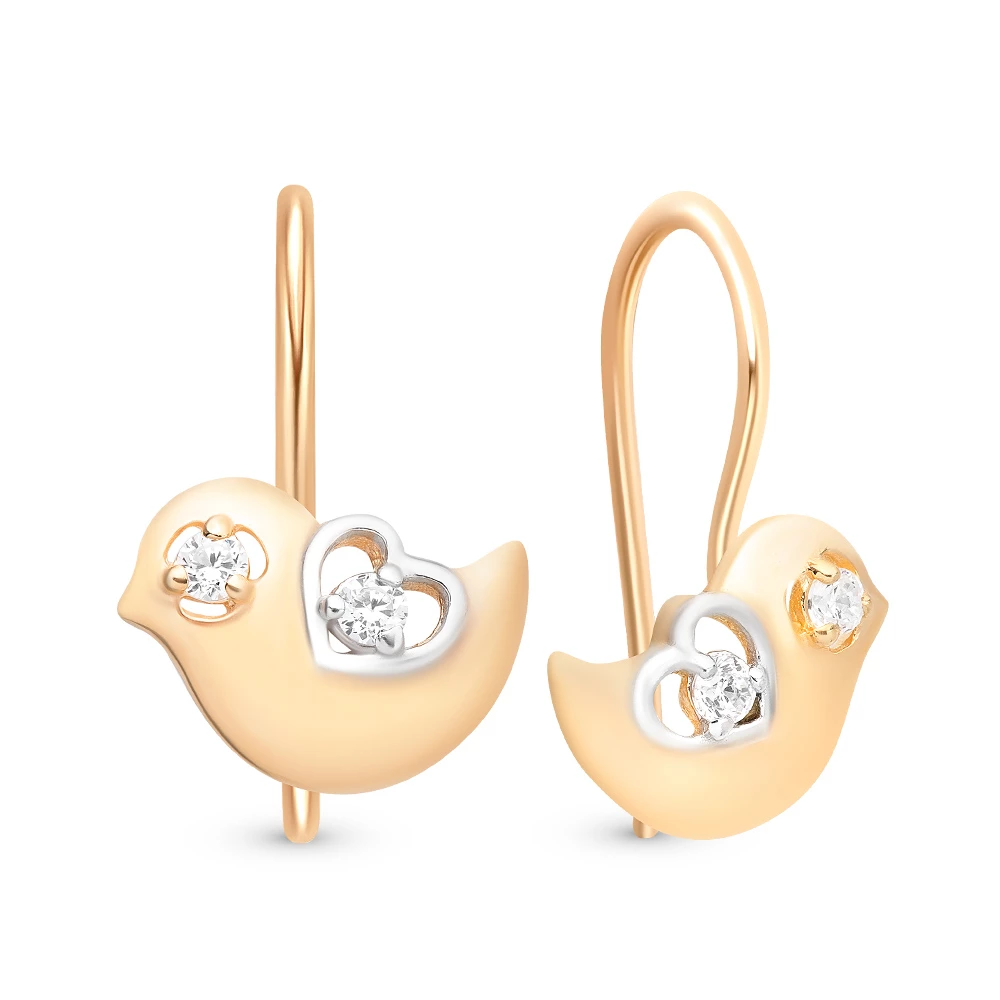 Серьги  Птица детские с фианитами из серебра 925 пробы 1