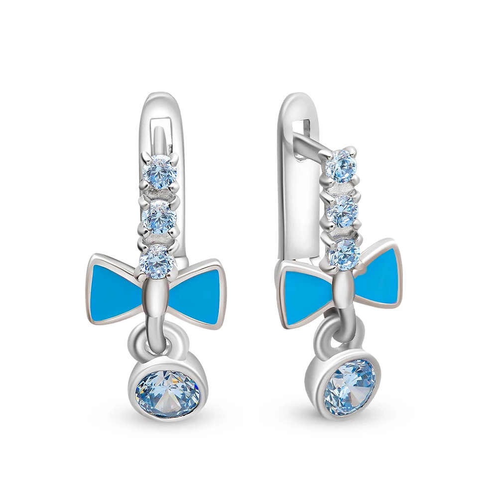 Серьги детские с фианитами из серебра 925 пробы