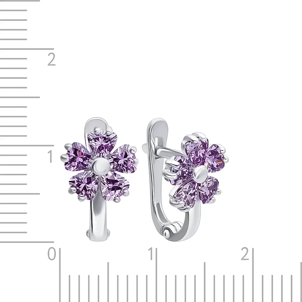 Серьги детские с фианитами из серебра 925 пробы