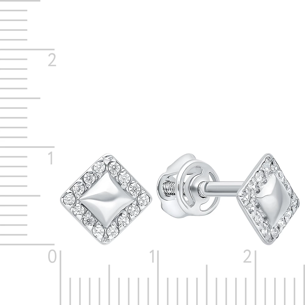 Серьги детские с фианитами из серебра 925 пробы 2