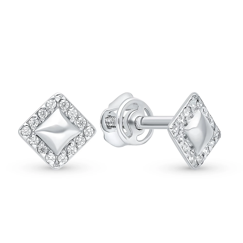 Серьги детские с фианитами из серебра 925 пробы 1