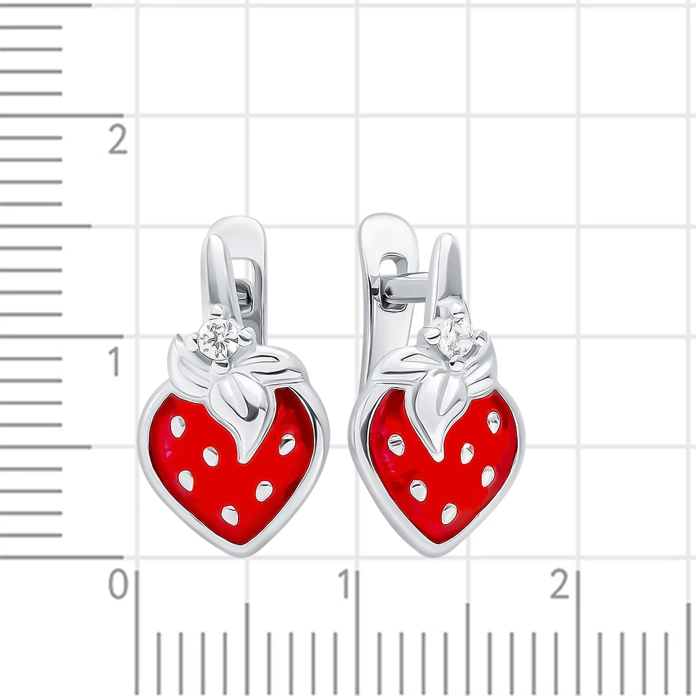 Серьги детские с фианитами из серебра 925 пробы