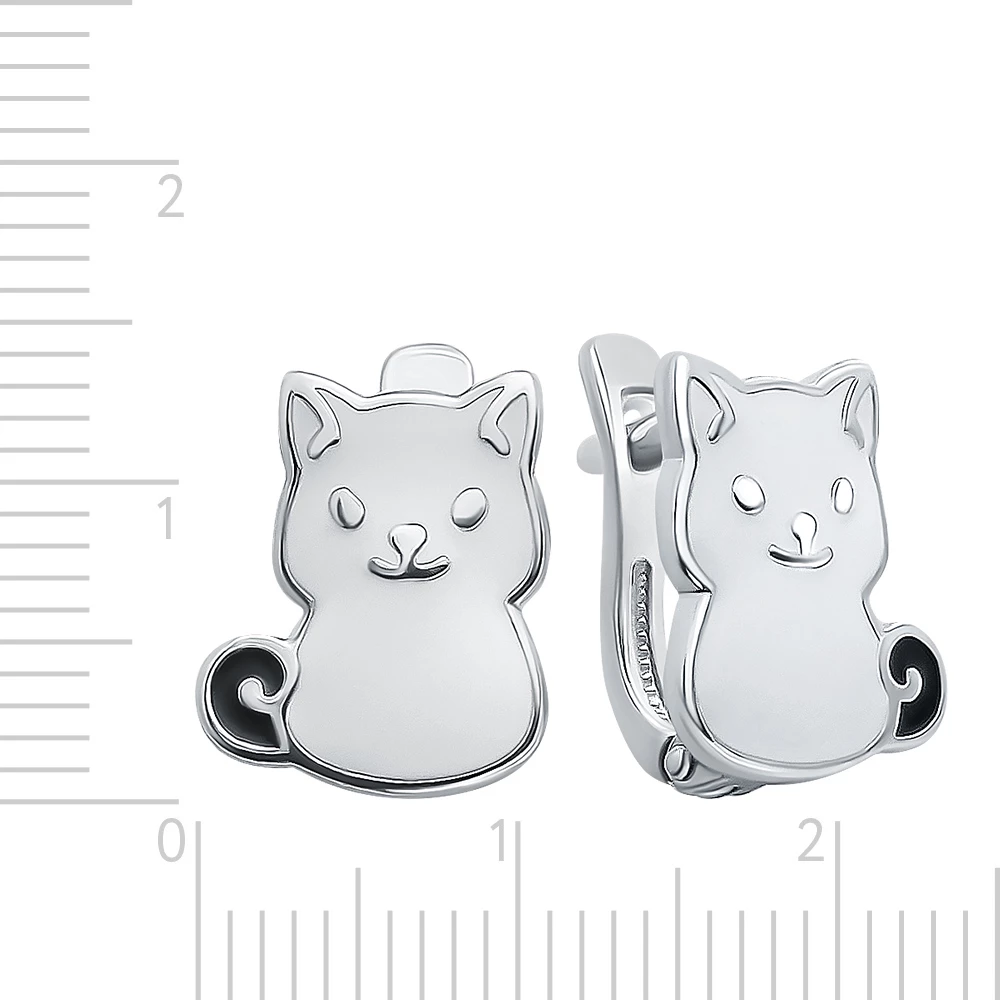 Серьги  Кошка детские из серебра 925 пробы 2