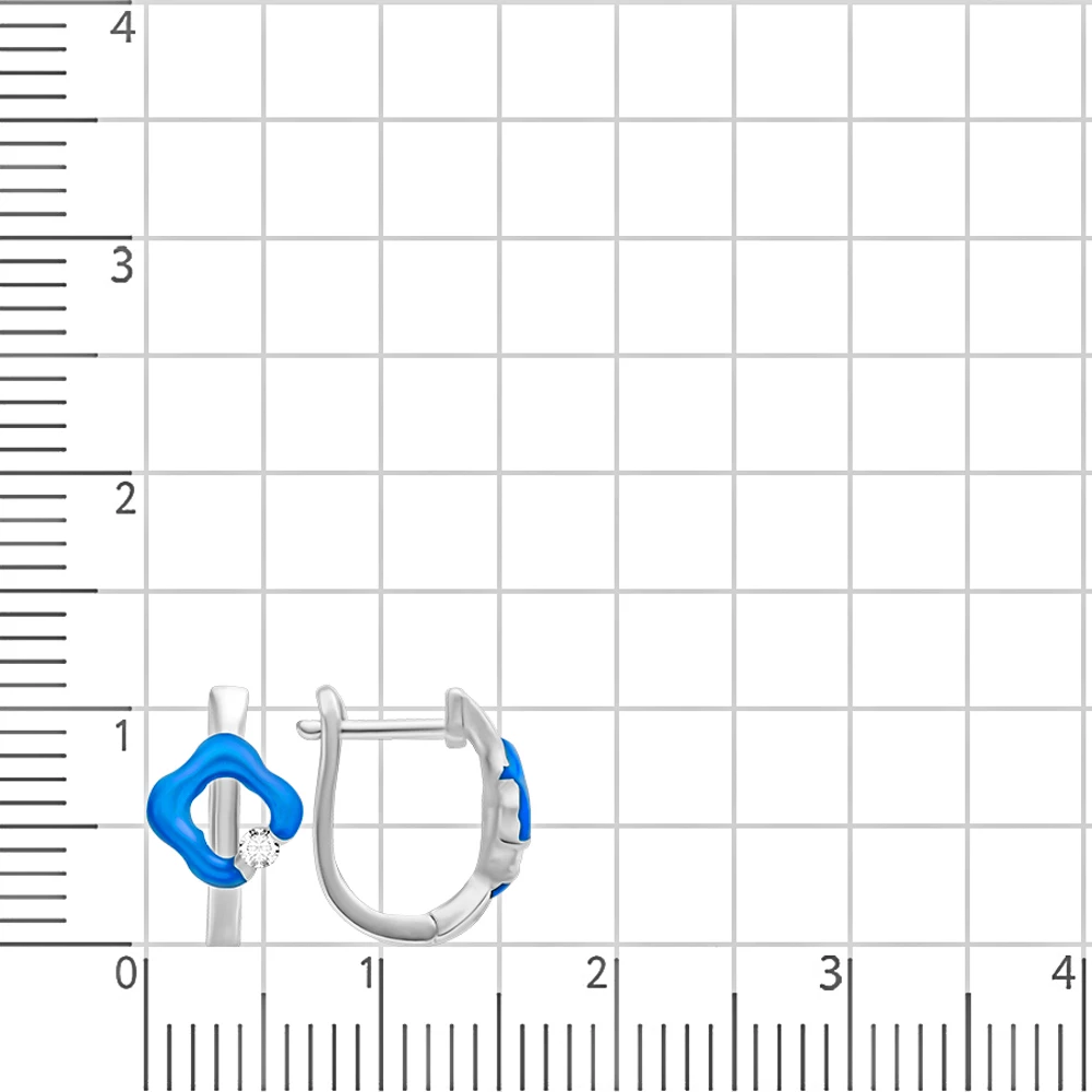 Серьги детские с фианитом из серебра 875/925 пробы 2