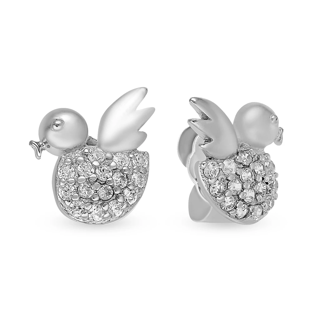 Серьги детские с фианитами из серебра 925 пробы 1