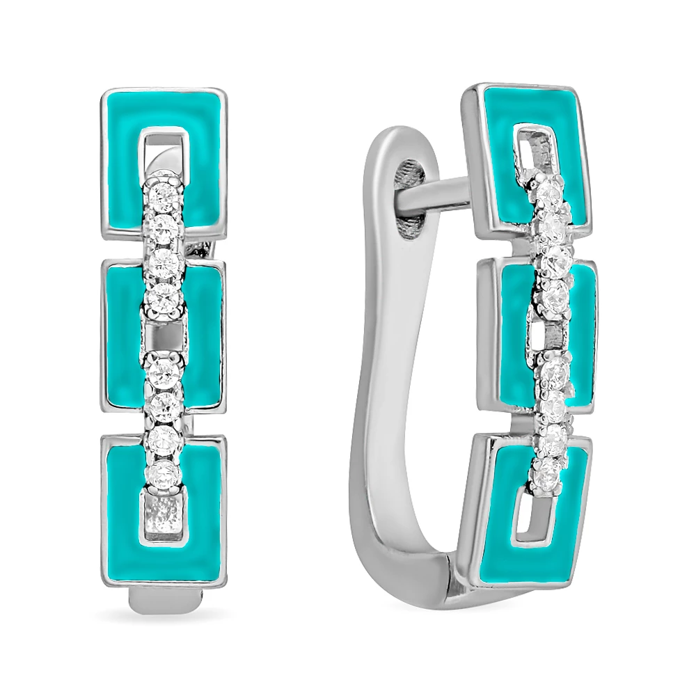 Серьги детские с фианитами из серебра 875/925 пробы 1