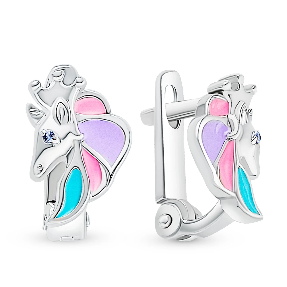 Серьги детские с фианитами из серебра 925 пробы 1