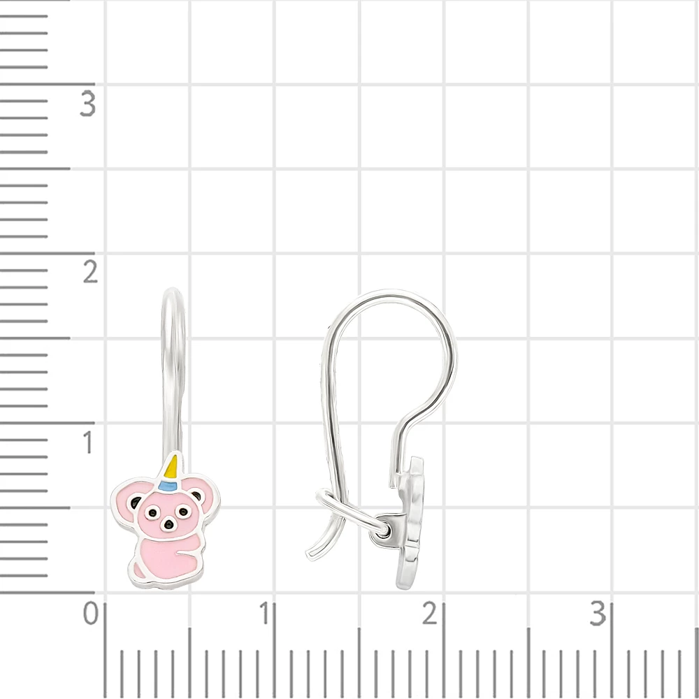 Серьги  Панда детские из серебра 925 пробы 2