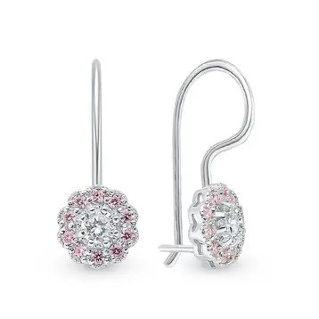 Серьги детские с фианитами из серебра 925 пробы