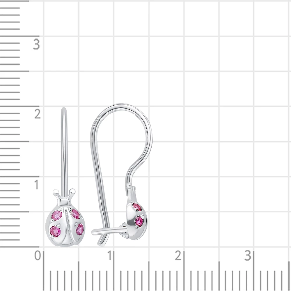 Серьги  Божья коровка детские с фианитами из серебра 925 пробы 2