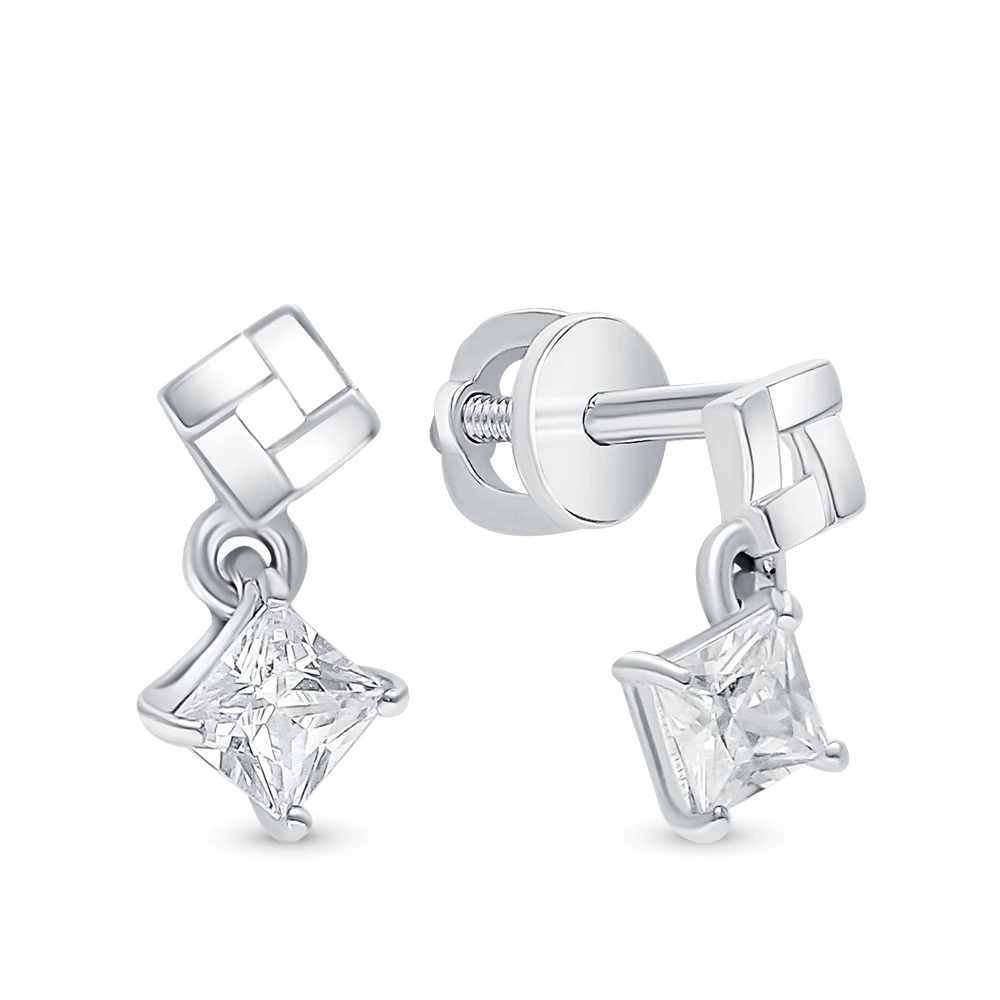 Серьги детские с фианитами из серебра 925 пробы 1