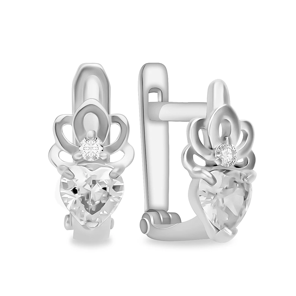 Серьги детские с фианитами из серебра 925 пробы 1