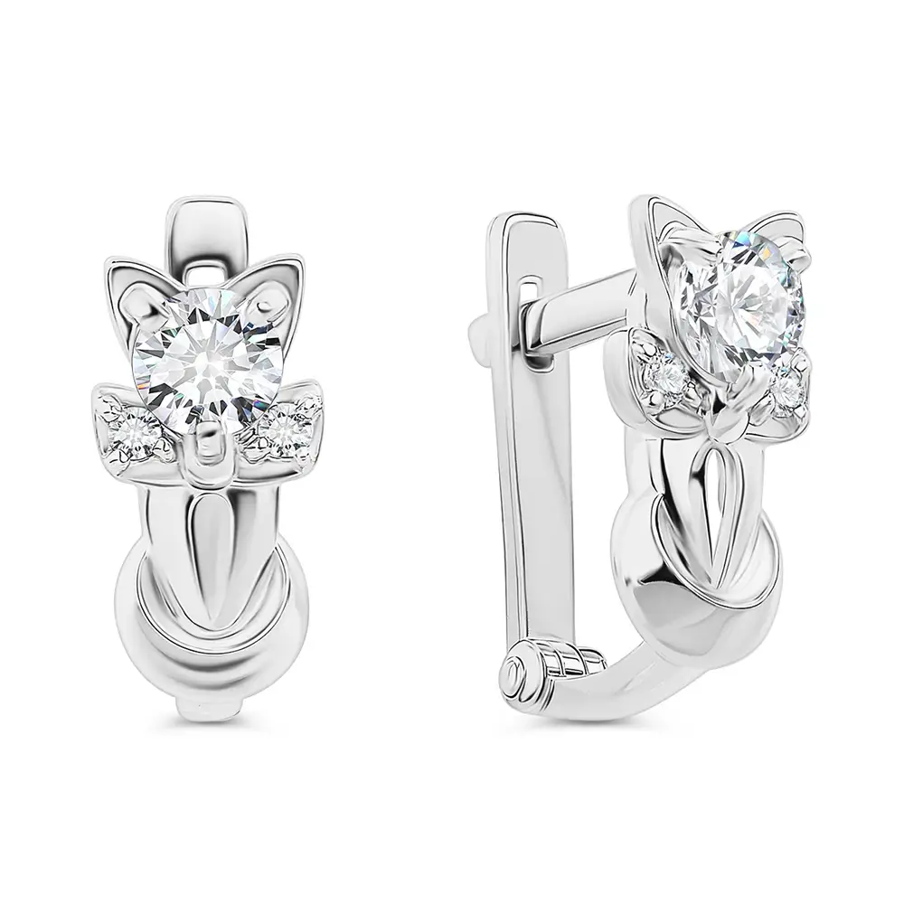 Серьги детские с фианитами из серебра 925 пробы