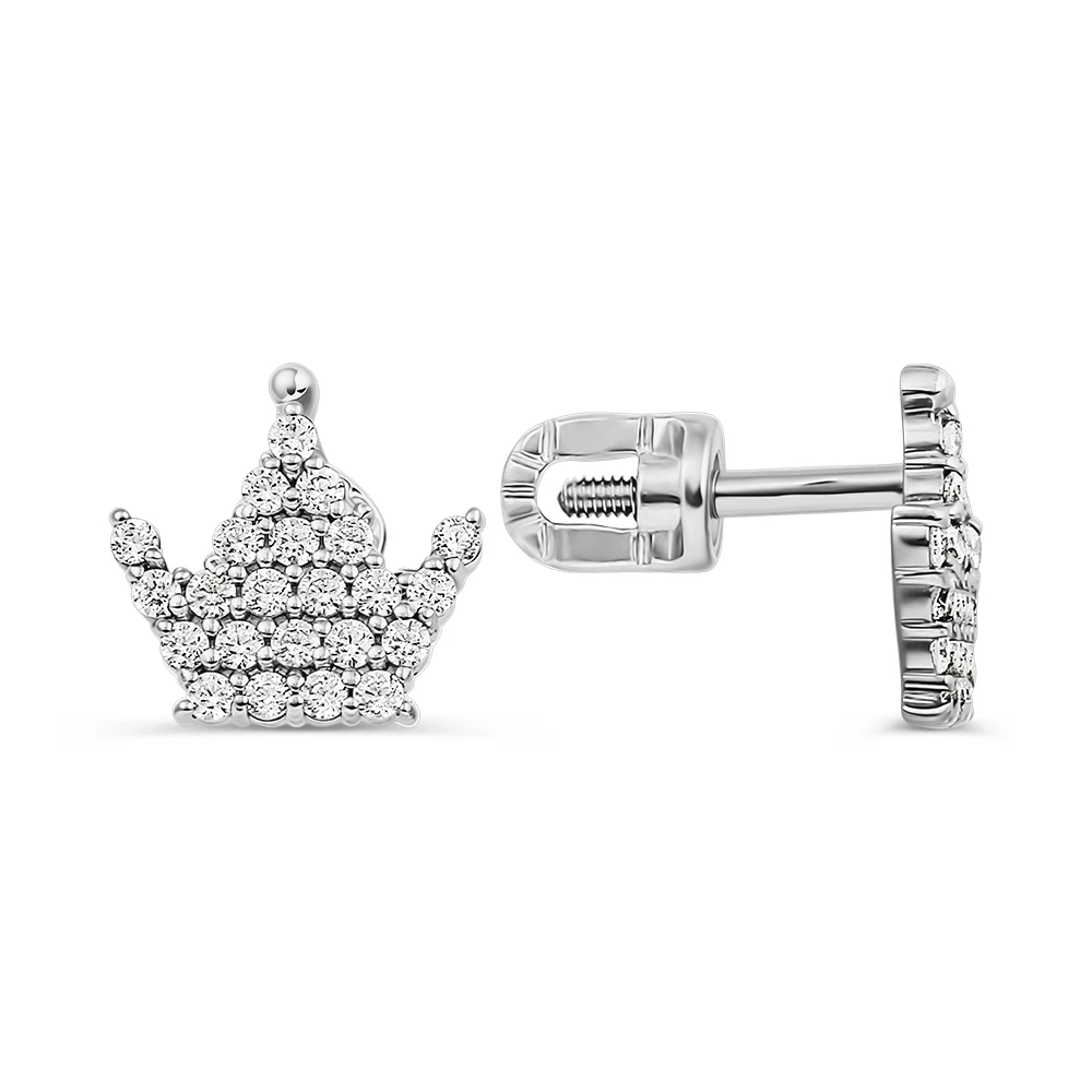 Серьги детские с фианитами из серебра 925 пробы