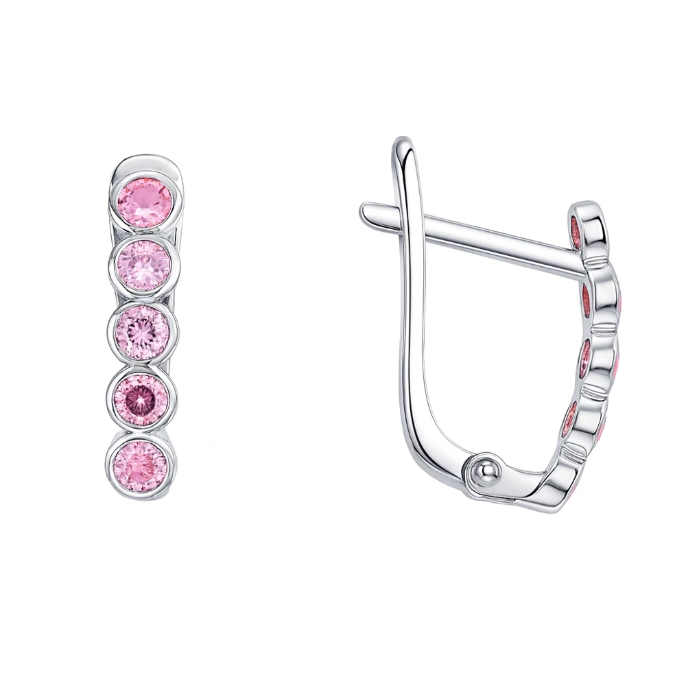 Серьги детские с цирконами из серебра 925 пробы