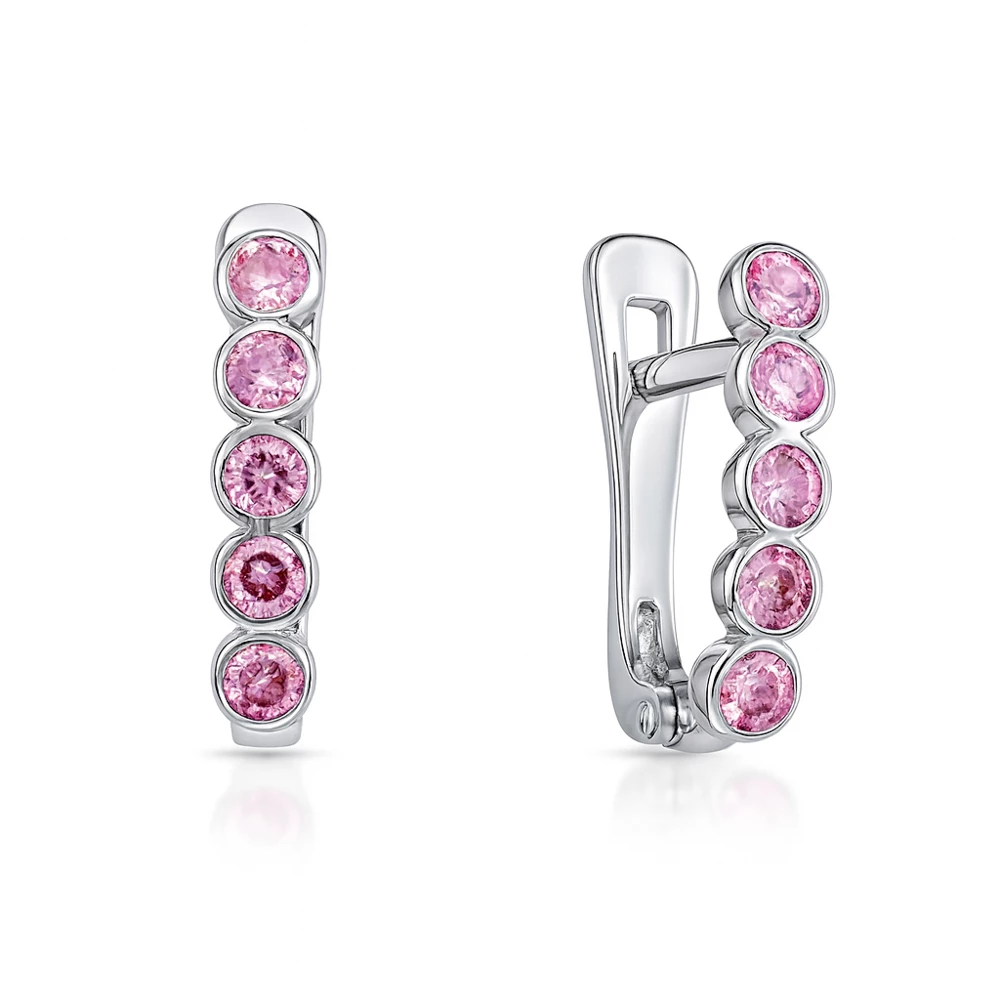 Серьги детские с цирконами из серебра 925 пробы