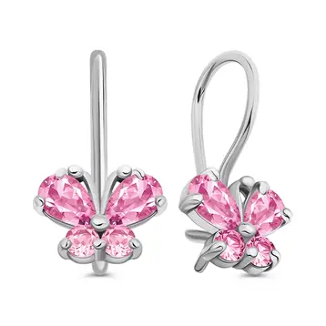 Серьги детские с цирконами из серебра 925 пробы