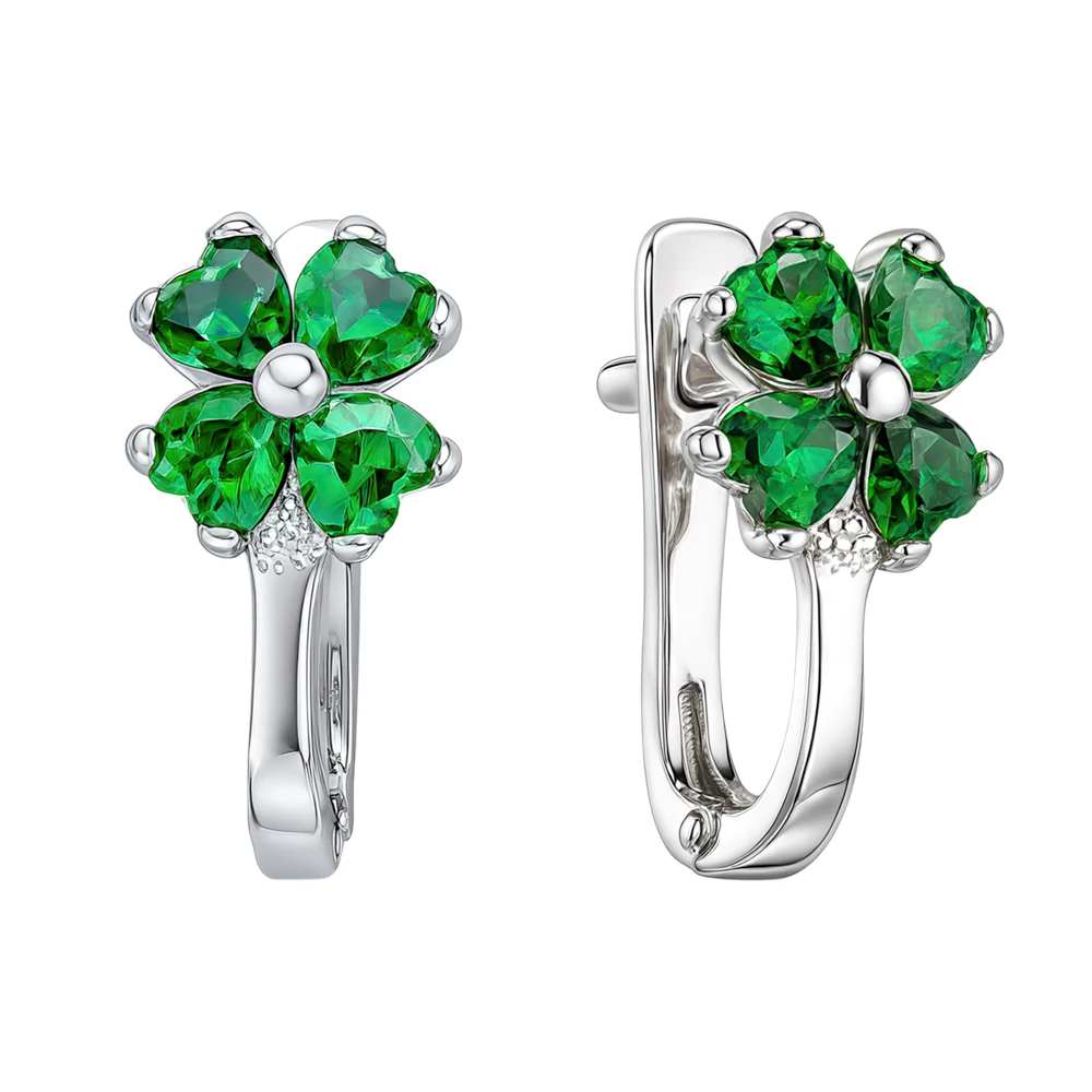 Серьги детские с цирконами из серебра 925 пробы