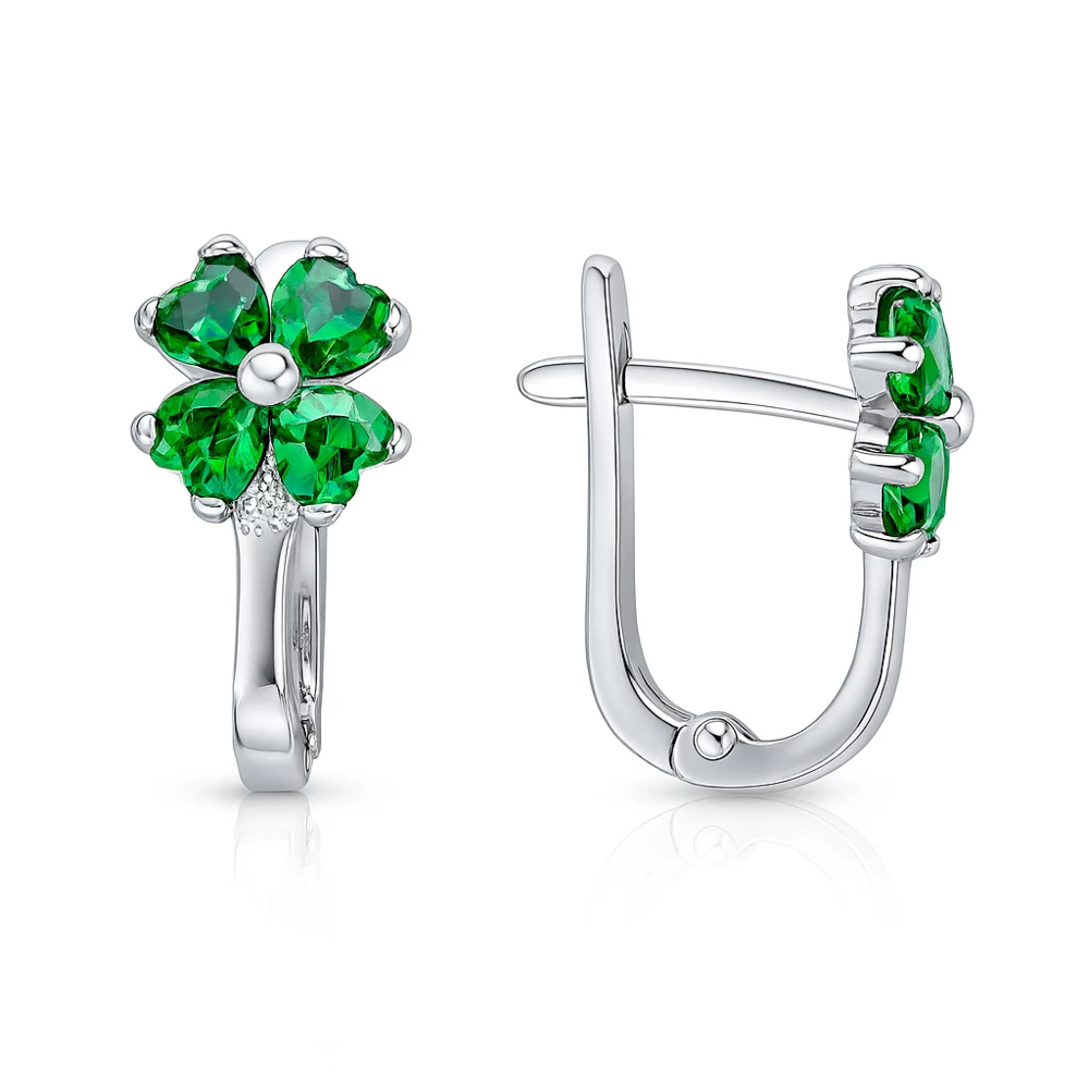 Серьги детские с цирконами из серебра 925 пробы