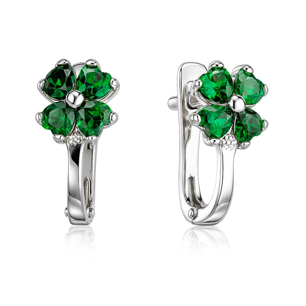 Серьги детские с цирконами из серебра 925 пробы