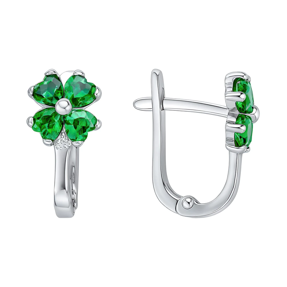 Серьги детские с цирконами из серебра 925 пробы