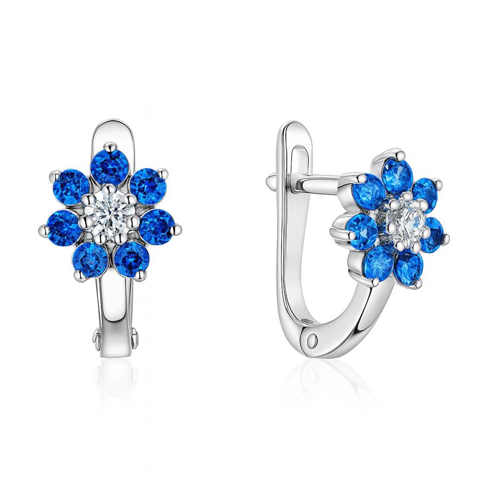 Серьги детские с цирконами и фианитами из серебра 925 пробы