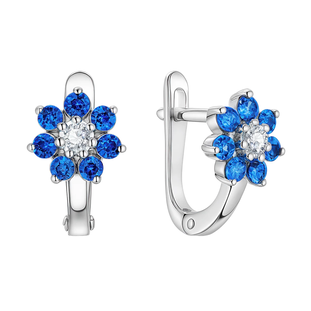 Серьги детские с цирконами и фианитами из серебра 925 пробы