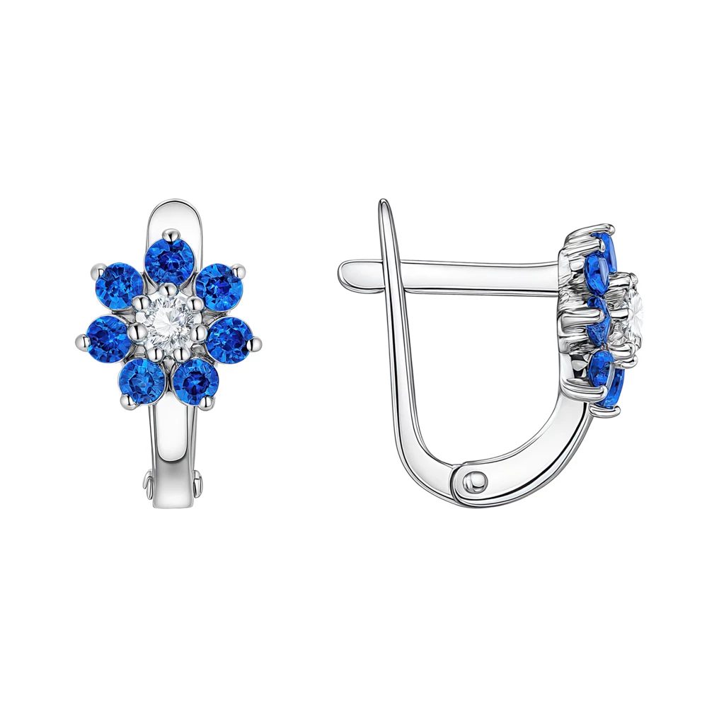 Серьги детские с цирконами и фианитами из серебра 925 пробы