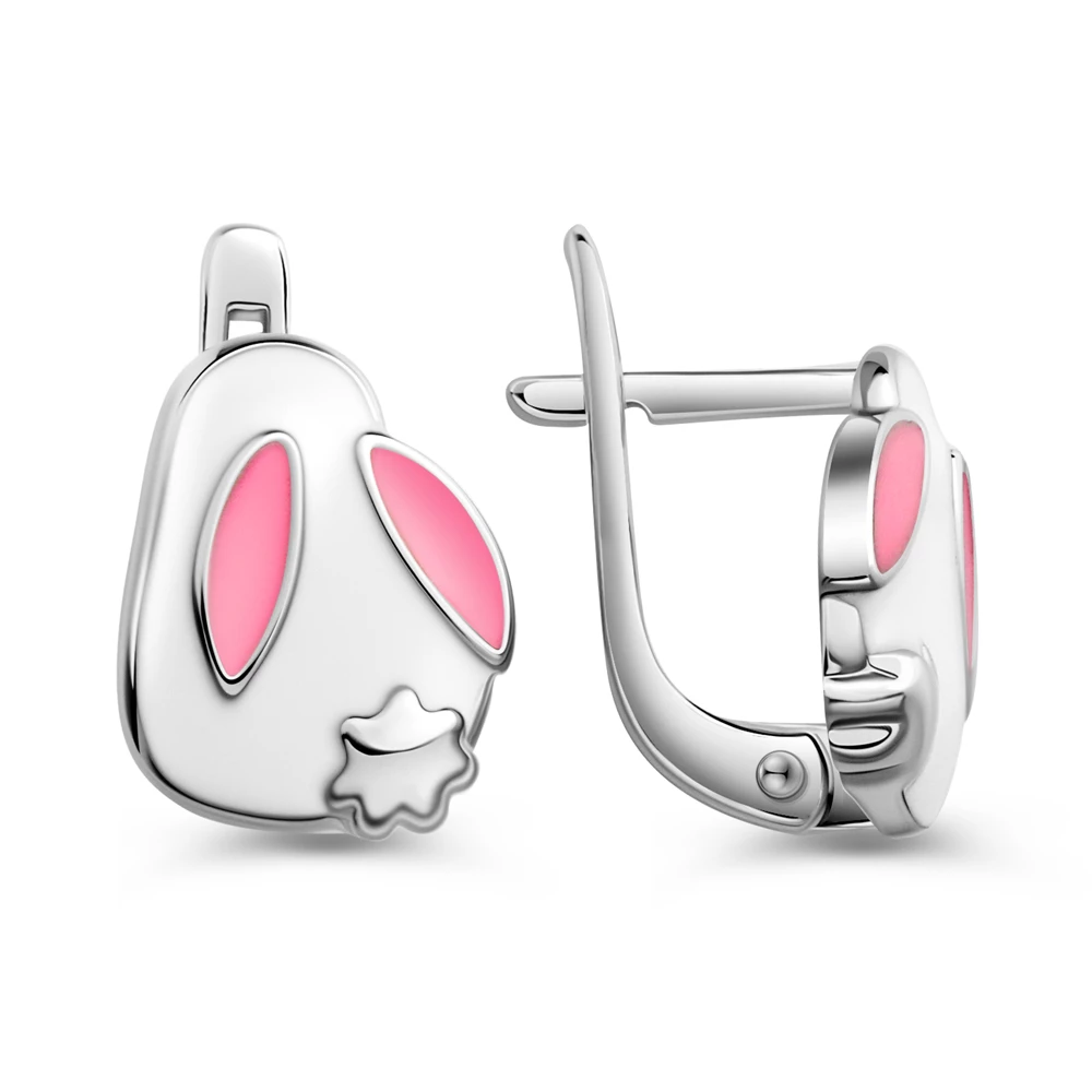 Серьги  Заяц детские из серебра 925 пробы