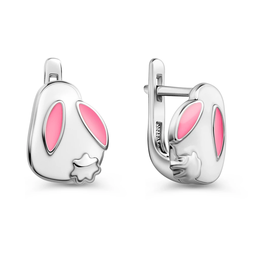 Серьги  Заяц детские из серебра 925 пробы