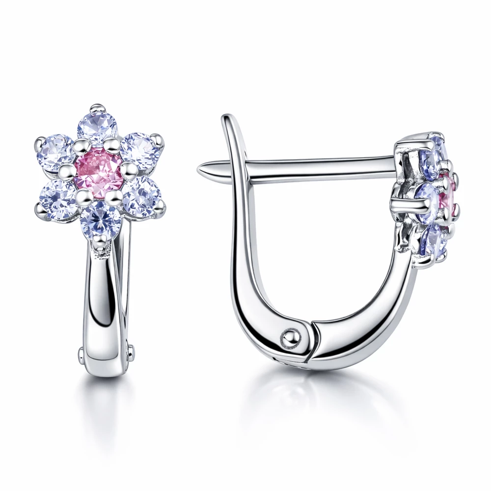 Серьги детские с фианитами из серебра 925 пробы