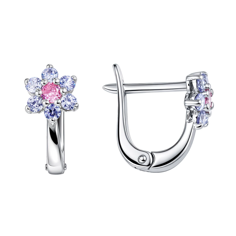 Серьги детские с фианитами из серебра 925 пробы