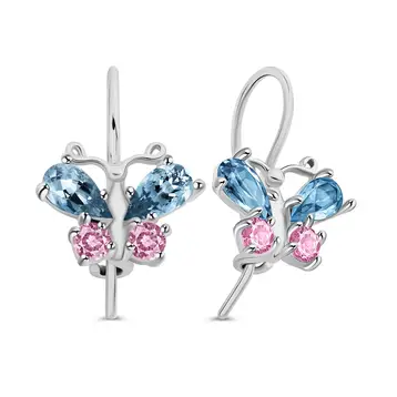 Серьги детские с фианитами из серебра 925 пробы