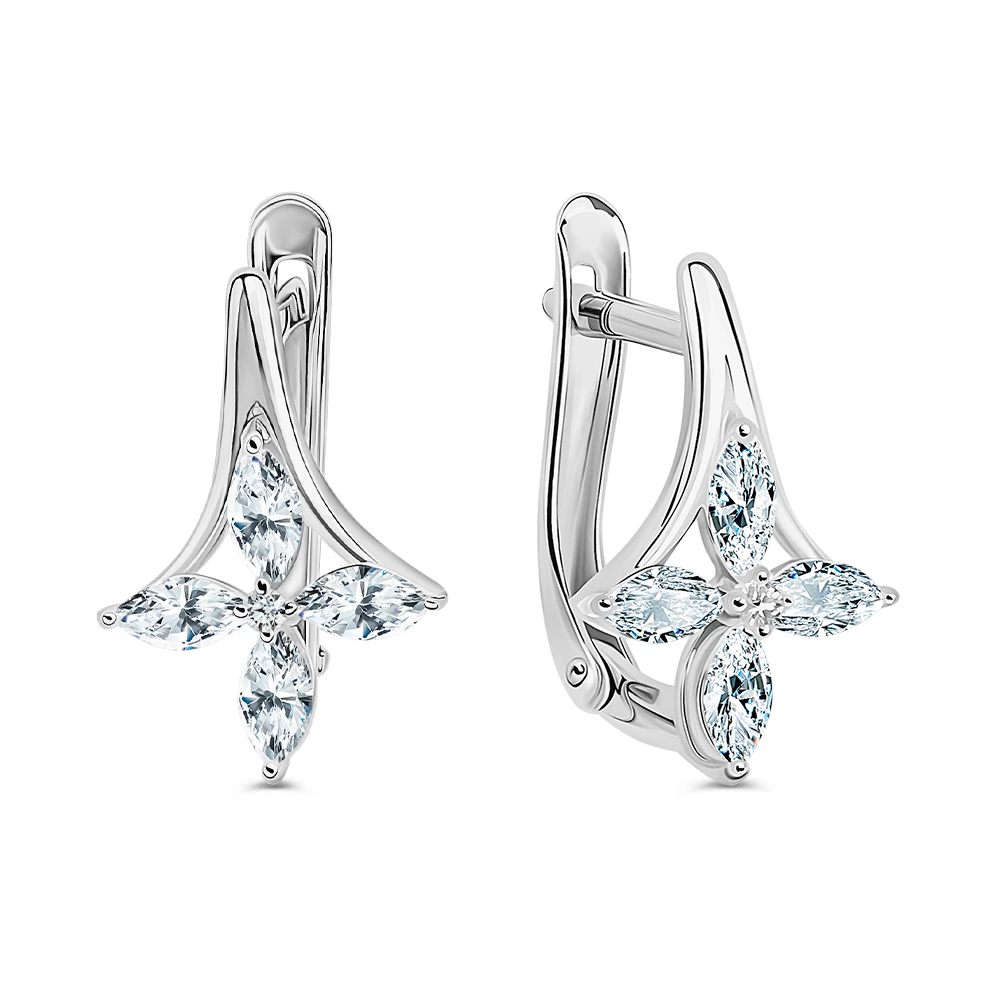 Серьги детские с фианитами из серебра 925 пробы