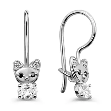 Серьги детские с фианитами из серебра 925 пробы