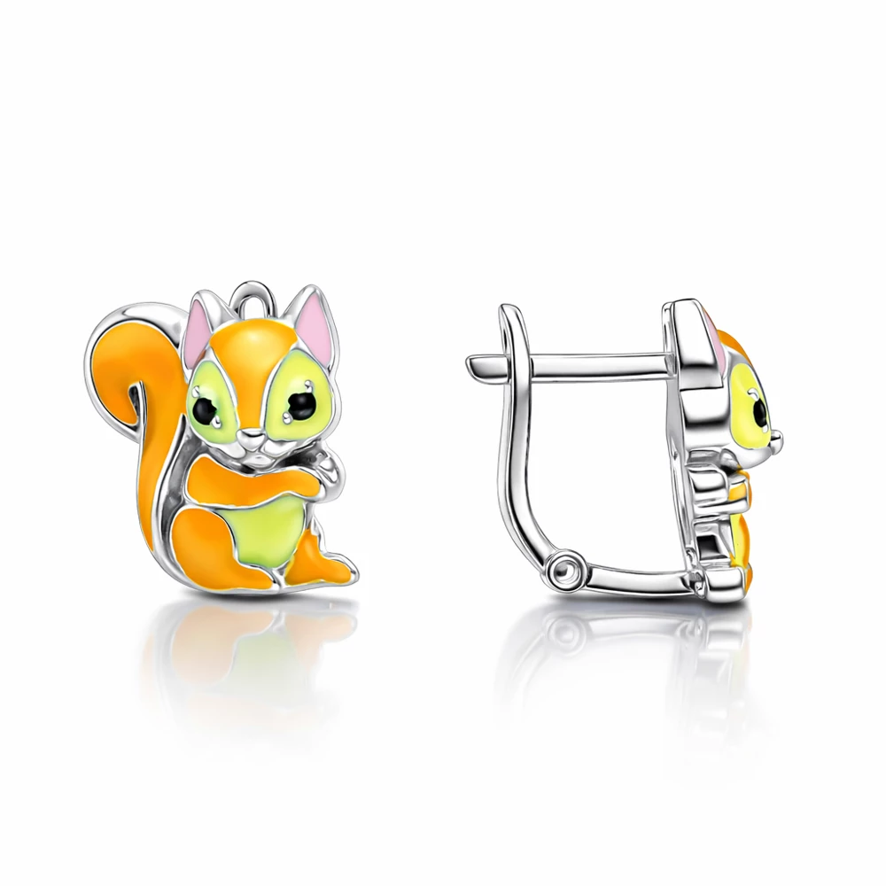 Серьги  Белочка детские с фианитами из серебра 925 пробы