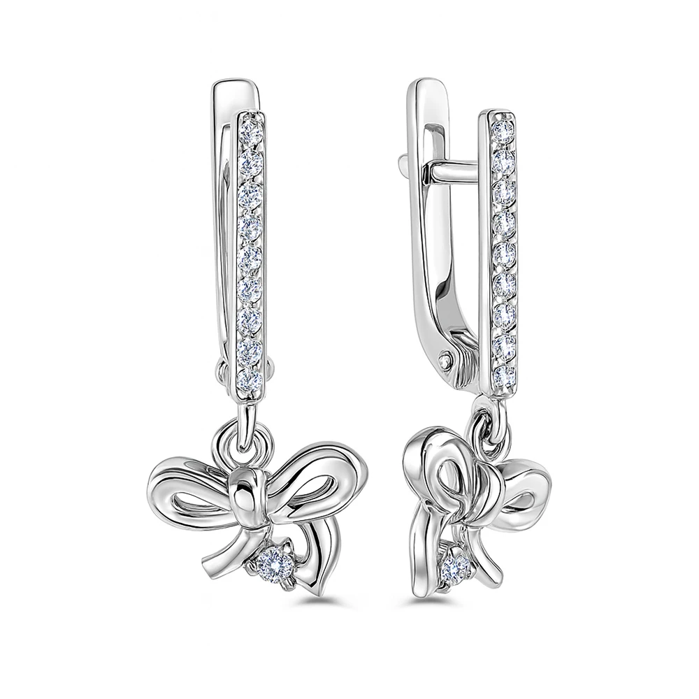 Серьги детские с фианитами из серебра 925 пробы