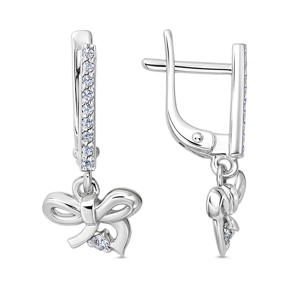 Серьги детские с фианитами из серебра 925 пробы