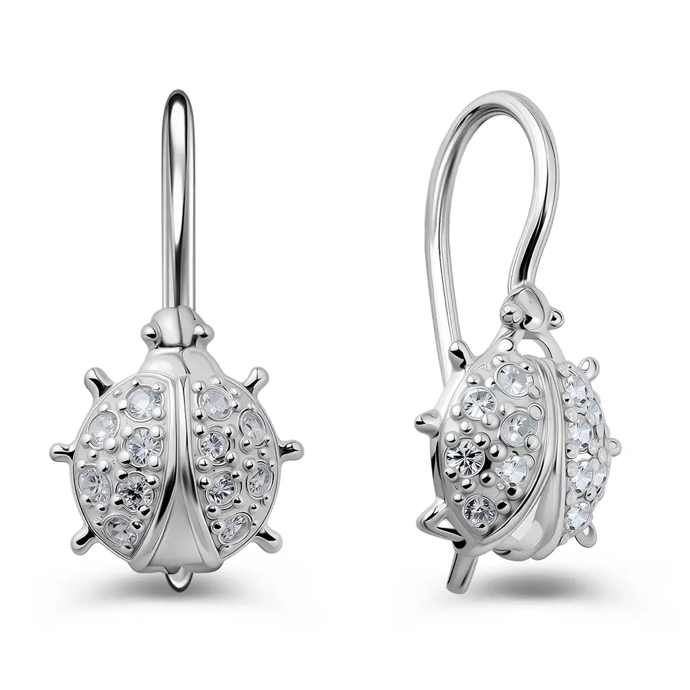 Серьги детские с фианитами из серебра 925 пробы 1