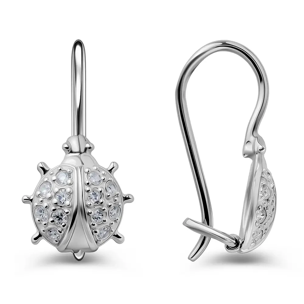 Серьги детские с фианитами из серебра 925 пробы 2