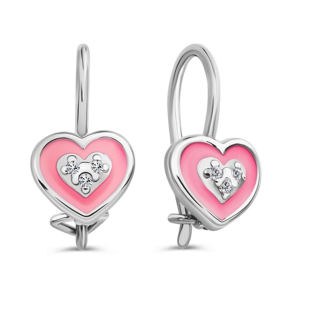 Серьги детские с фианитами из серебра 925 пробы