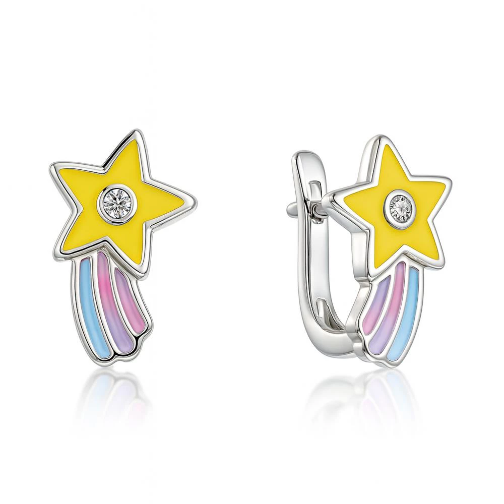 Серьги детские с фианитами из серебра 925 пробы