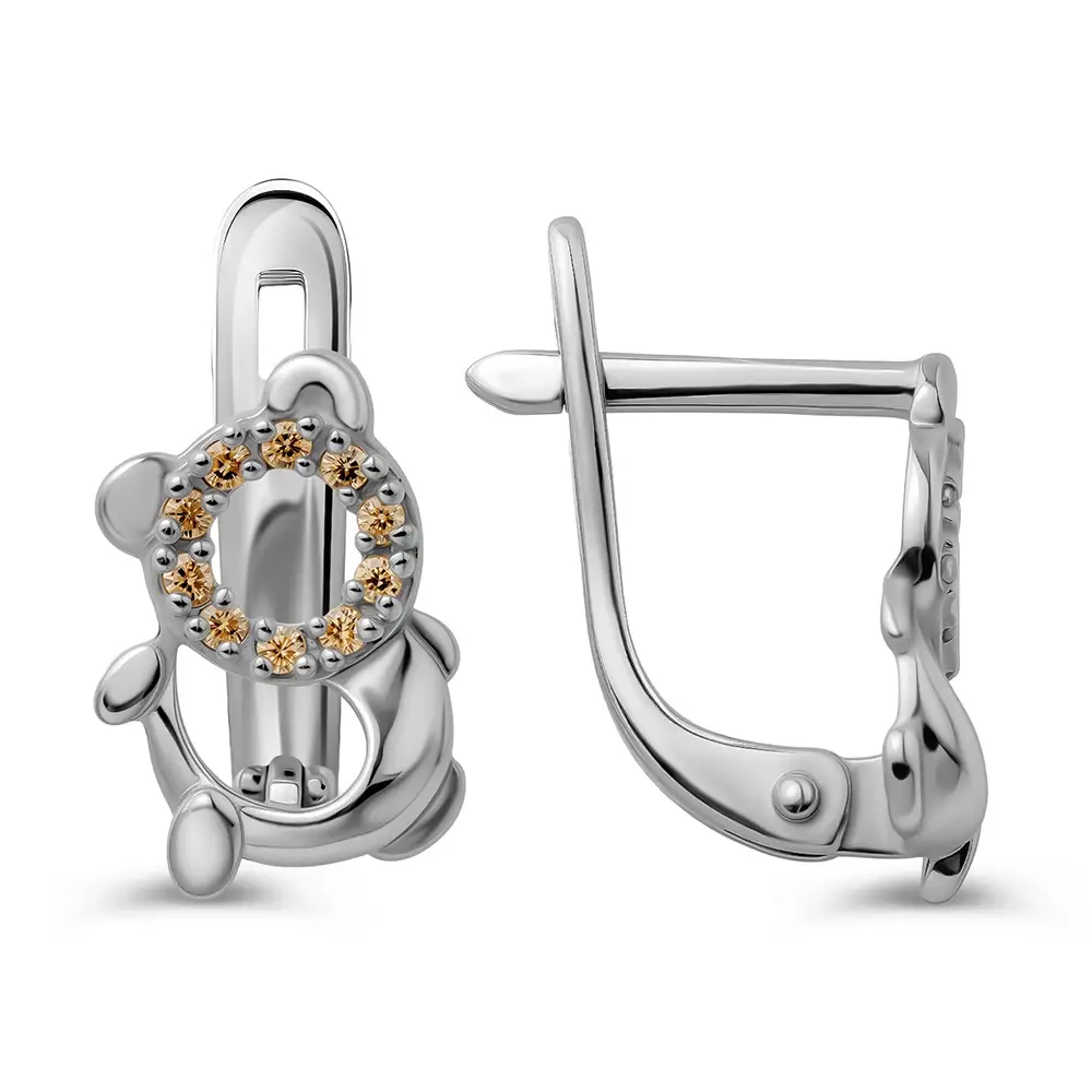 Серьги детские с фианитами из серебра 925 пробы 2