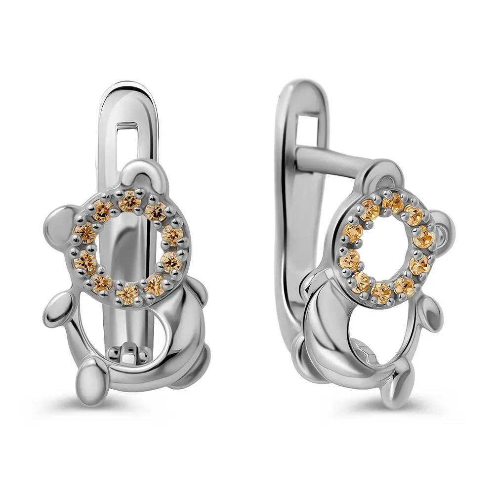 Серьги детские с фианитами из серебра 925 пробы 1