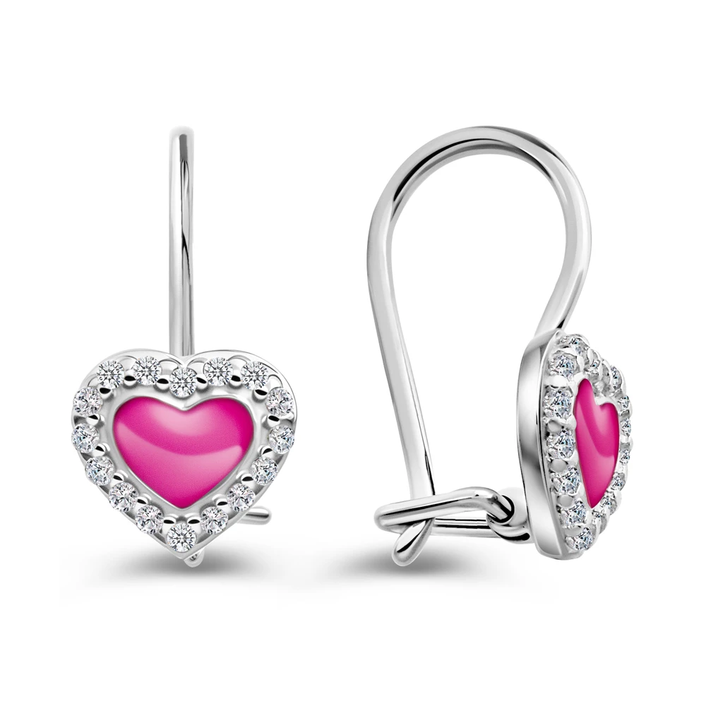 Серьги детские с фианитами из серебра 925 пробы