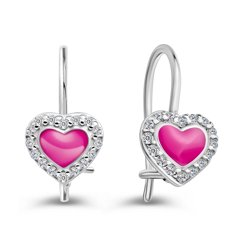 Серьги детские с фианитами из серебра 925 пробы