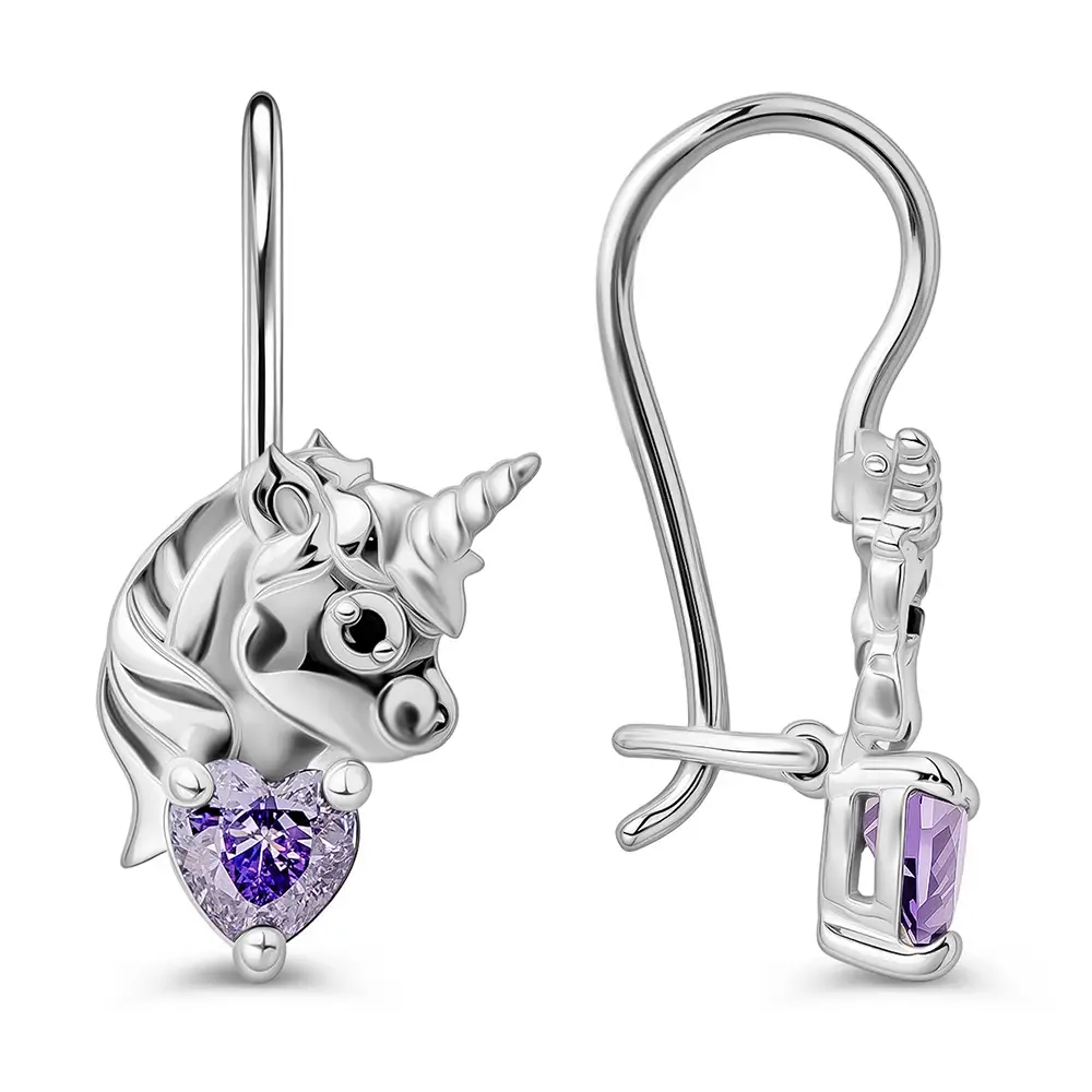 Серьги детские с фианитами из серебра 925 пробы 3