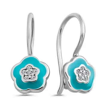 Серьги детские с фианитами из серебра 925 пробы