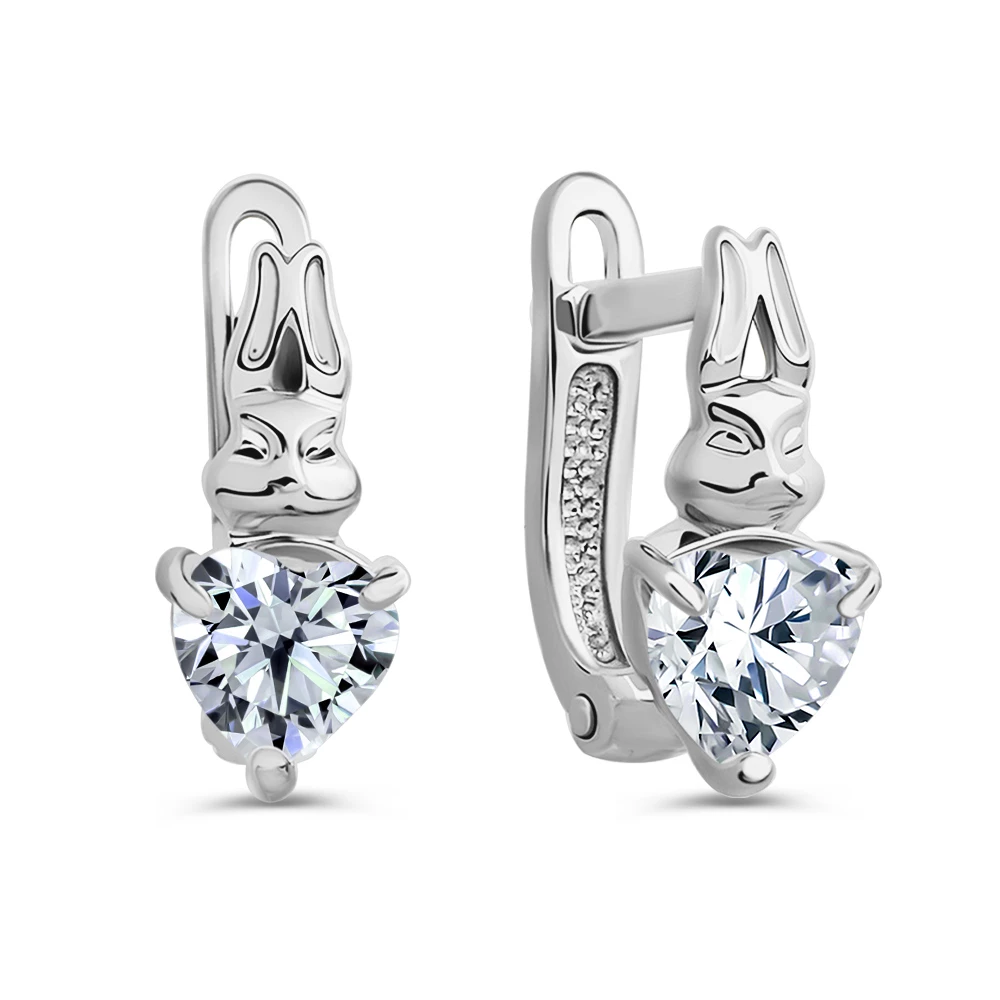 Серьги детские с фианитами из серебра 925 пробы