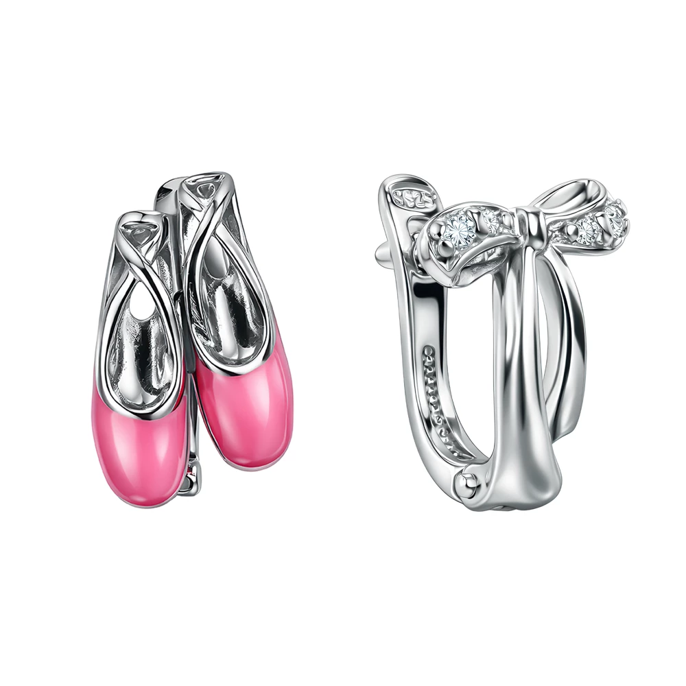 Серьги детские с фианитами из серебра 925 пробы